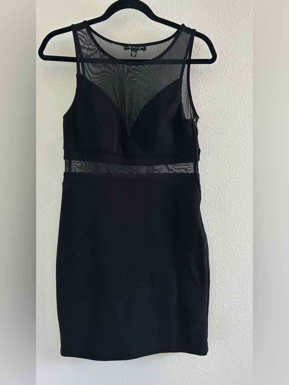 City Triangles Black Mesh Panel Bodycon Mini Dress